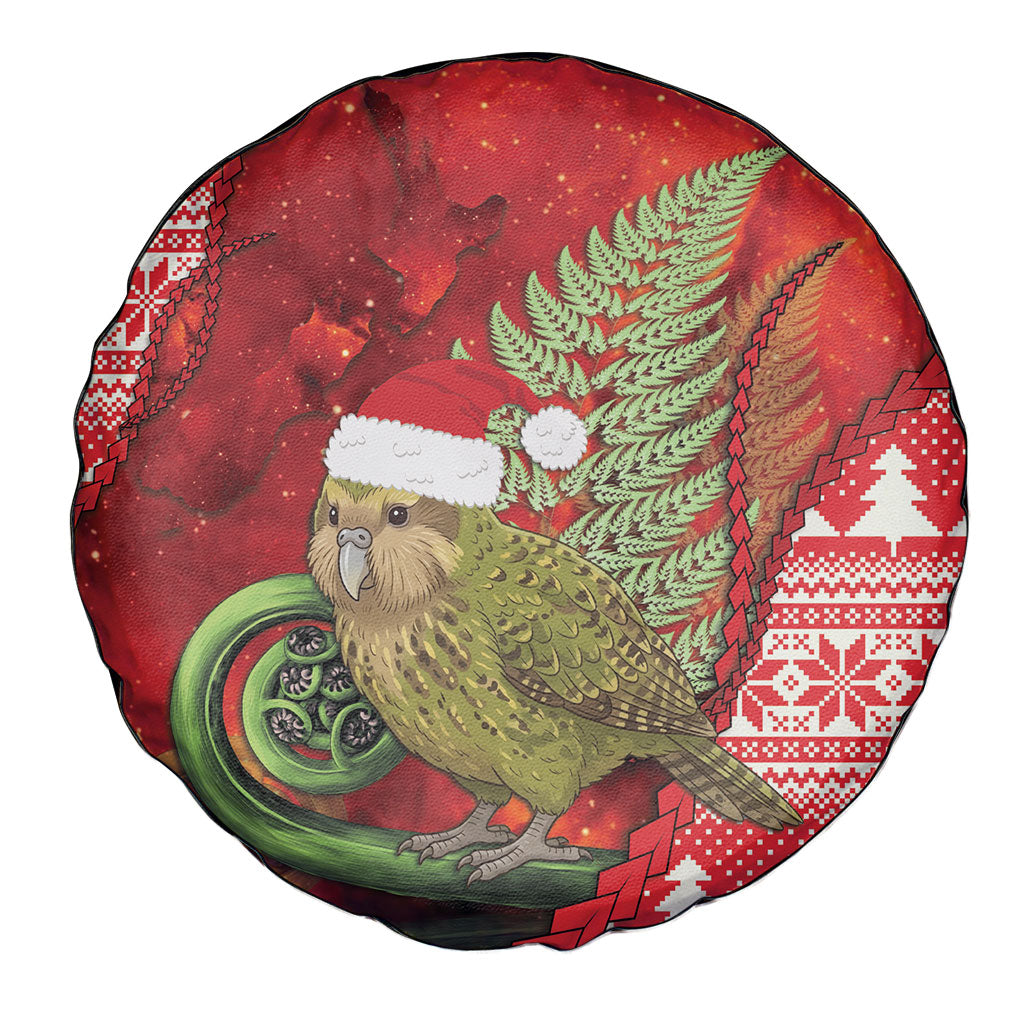 New Zealand Kakapo Christmas In July Spare Tire Cover Silver Fern Santa Xmas Red Color LT22 - Polynesian Pride