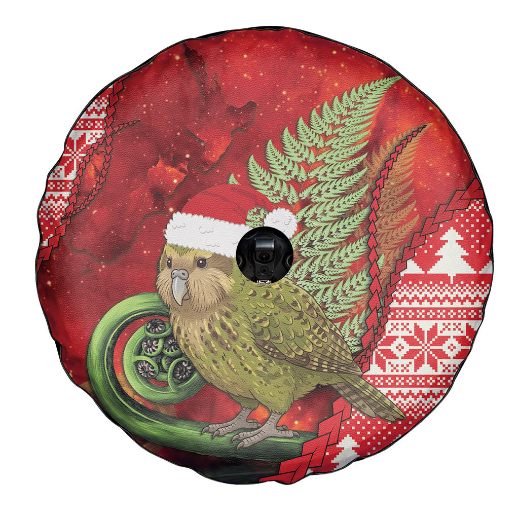 New Zealand Kakapo Christmas In July Spare Tire Cover Silver Fern Santa Xmas Red Color LT22 - Polynesian Pride