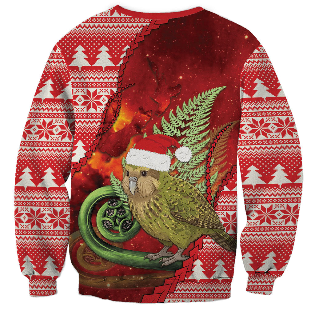 New Zealand Kakapo Christmas In July Sweatshirt Silver Fern Santa Xmas Red Color