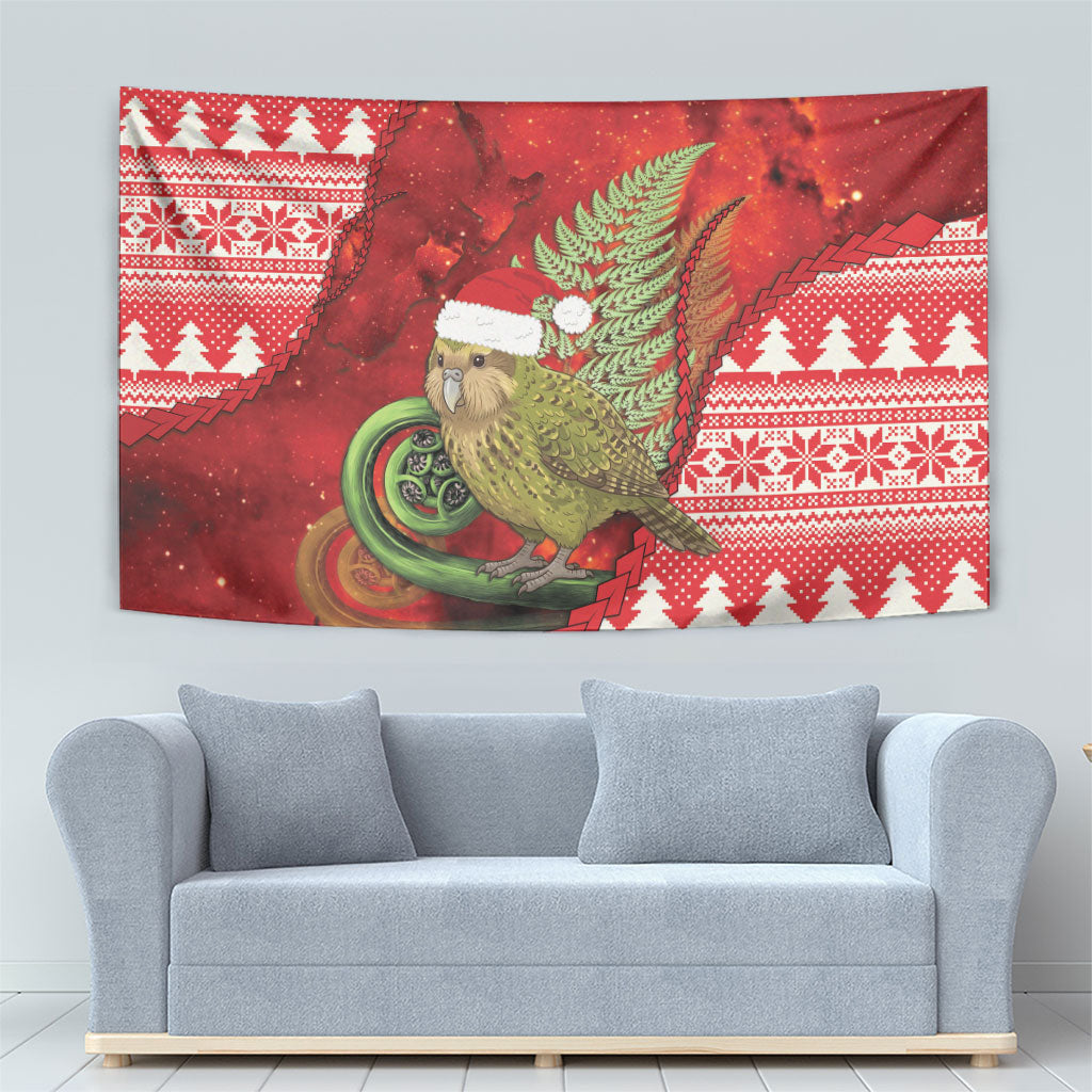 New Zealand Kakapo Christmas In July Tapestry Silver Fern Santa Xmas Red Color