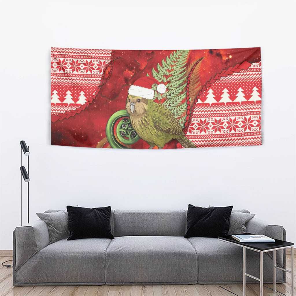 New Zealand Kakapo Christmas In July Tapestry Silver Fern Santa Xmas Red Color