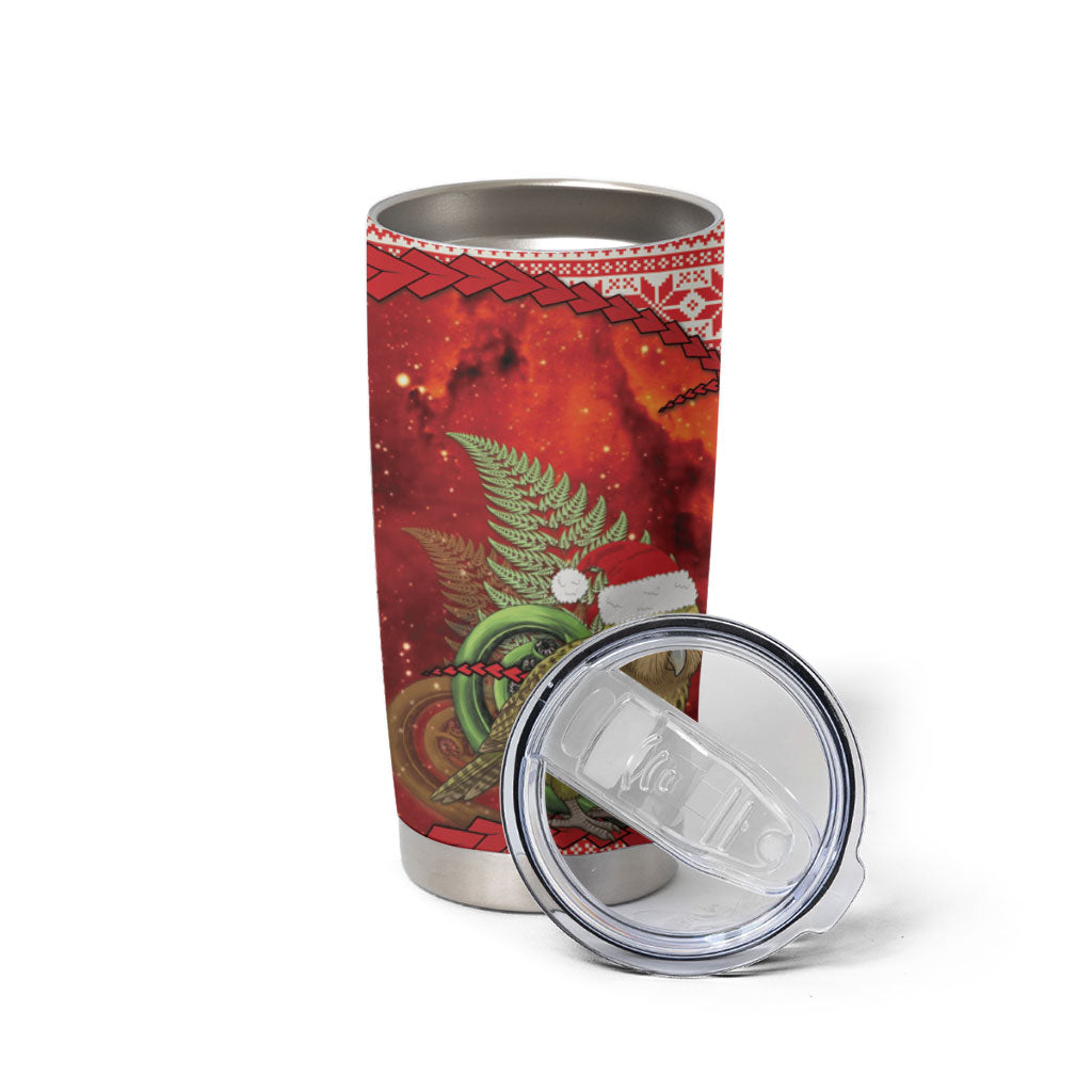 New Zealand Kakapo Christmas In July Tumbler Cup Silver Fern Santa Xmas Red Color LT22 - Polynesian Pride