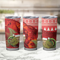 New Zealand Kakapo Christmas In July Tumbler Cup Silver Fern Santa Xmas Red Color LT22 - Polynesian Pride