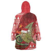 New Zealand Kakapo Christmas In July Wearable Blanket Hoodie Silver Fern Santa Xmas Red Color