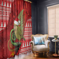 New Zealand Kakapo Christmas In July Window Curtain Silver Fern Santa Xmas Red Color LT22 - Polynesian Pride