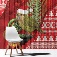 New Zealand Kakapo Christmas In July Window Curtain Silver Fern Santa Xmas Red Color LT22 - Polynesian Pride