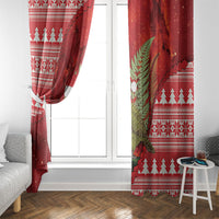 New Zealand Kakapo Christmas In July Window Curtain Silver Fern Santa Xmas Red Color LT22 - Polynesian Pride