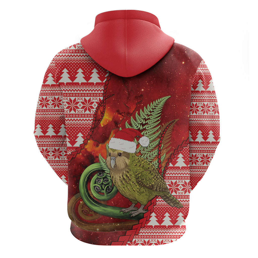 New Zealand Kakapo Christmas In July Zip Hoodie Silver Fern Santa Xmas Red Color LT22 - Polynesian Pride