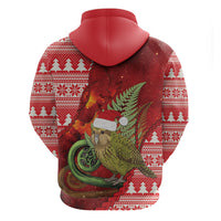 New Zealand Kakapo Christmas In July Zip Hoodie Silver Fern Santa Xmas Red Color LT22 - Polynesian Pride