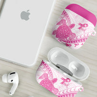 Breast Cancer Awareness AirPods Case Pink Ribbon Turtle Polynesian Pattern White LT22 - Polynesian Pride