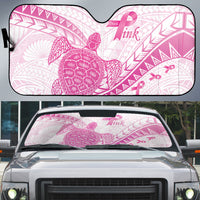Breast Cancer Awareness Auto Sun Shade Pink Ribbon Turtle Polynesian Pattern White