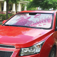Breast Cancer Awareness Auto Sun Shade Pink Ribbon Turtle Polynesian Pattern White