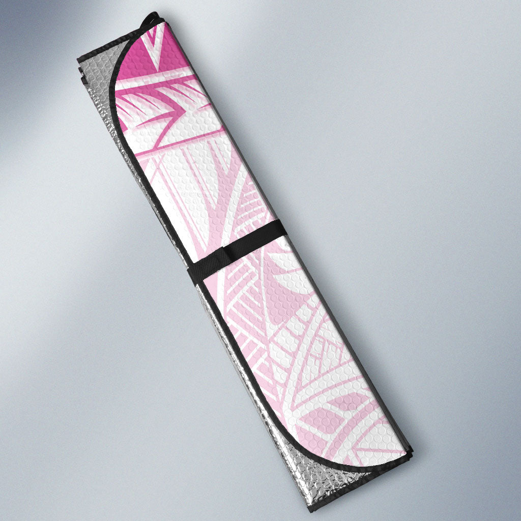 Breast Cancer Awareness Auto Sun Shade Pink Ribbon Turtle Polynesian Pattern White