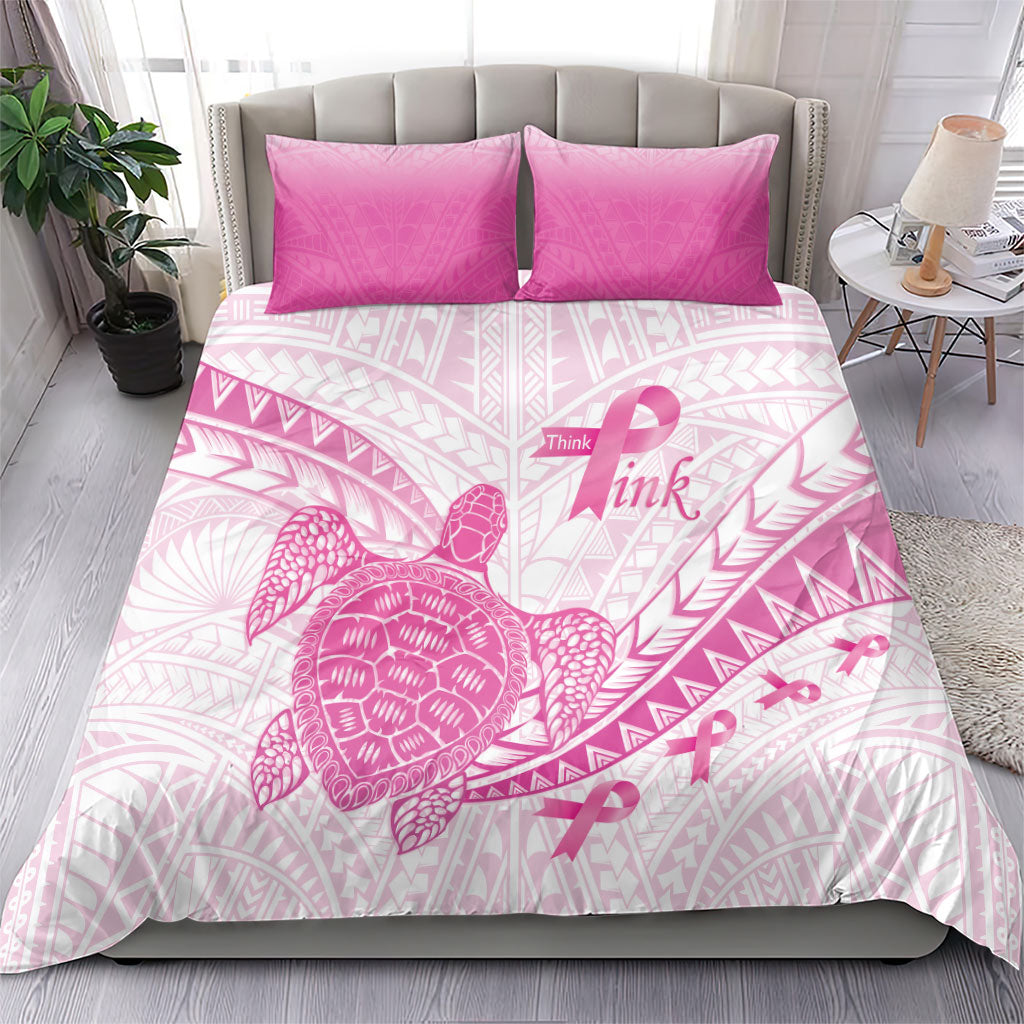 Breast Cancer Awareness Bedding Set Pink Ribbon Turtle Polynesian Pattern White LT22 - Polynesian Pride