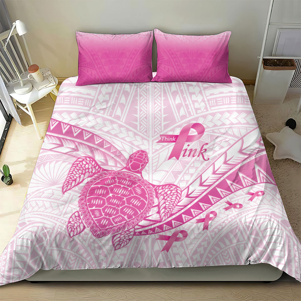 Breast Cancer Awareness Bedding Set Pink Ribbon Turtle Polynesian Pattern White LT22 - Polynesian Pride