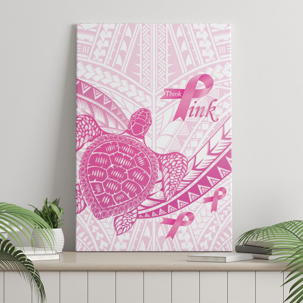 Breast Cancer Awareness Canvas Wall Art Pink Ribbon Turtle Polynesian Pattern White LT22 - Polynesian Pride