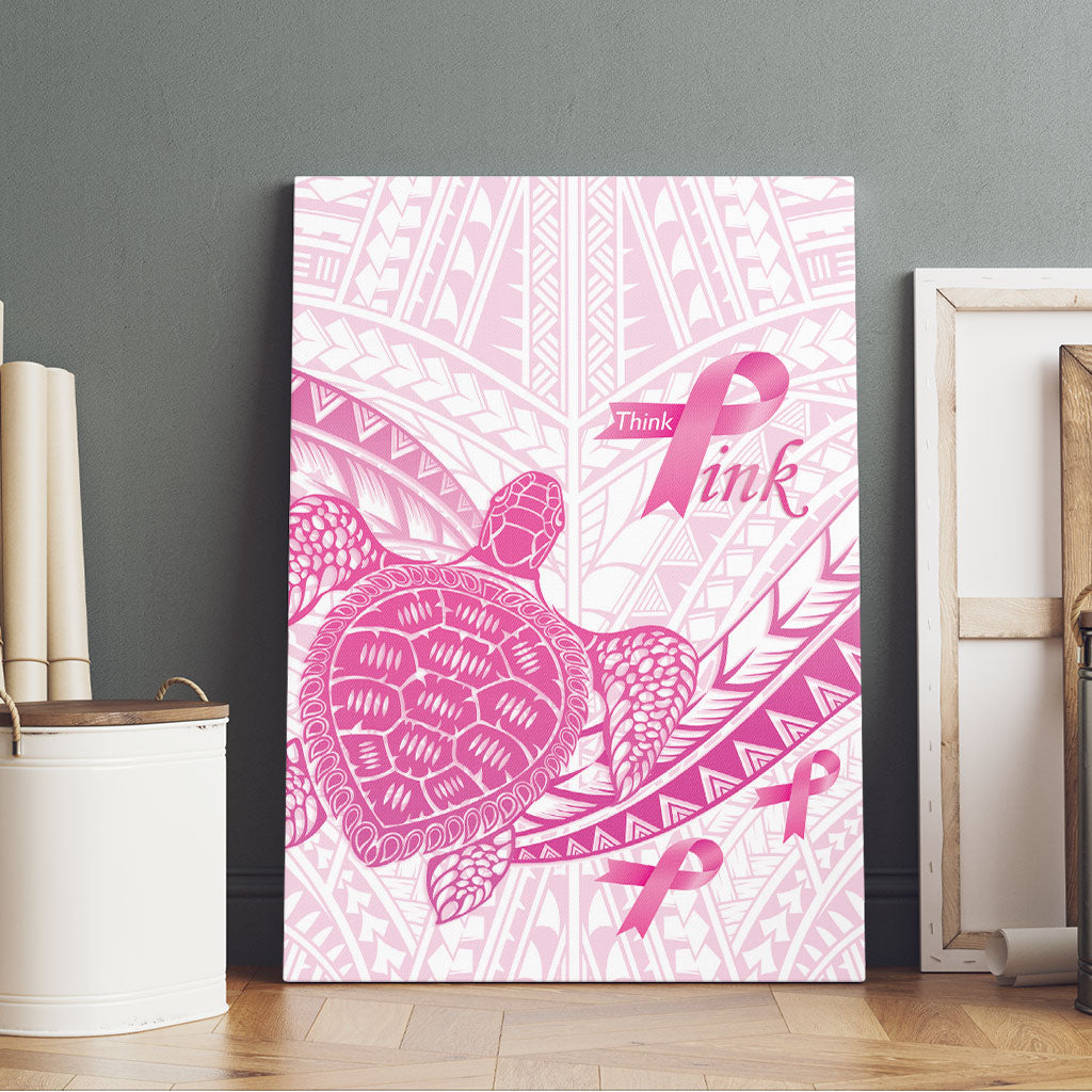 Breast Cancer Awareness Canvas Wall Art Pink Ribbon Turtle Polynesian Pattern White LT22 - Polynesian Pride