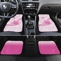 Breast Cancer Awareness Personalised Car Mats Pink Ribbon Turtle Polynesian Pattern White