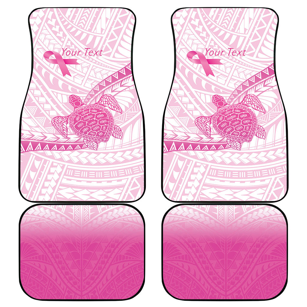 Breast Cancer Awareness Personalised Car Mats Pink Ribbon Turtle Polynesian Pattern White