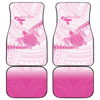Breast Cancer Awareness Personalised Car Mats Pink Ribbon Turtle Polynesian Pattern White