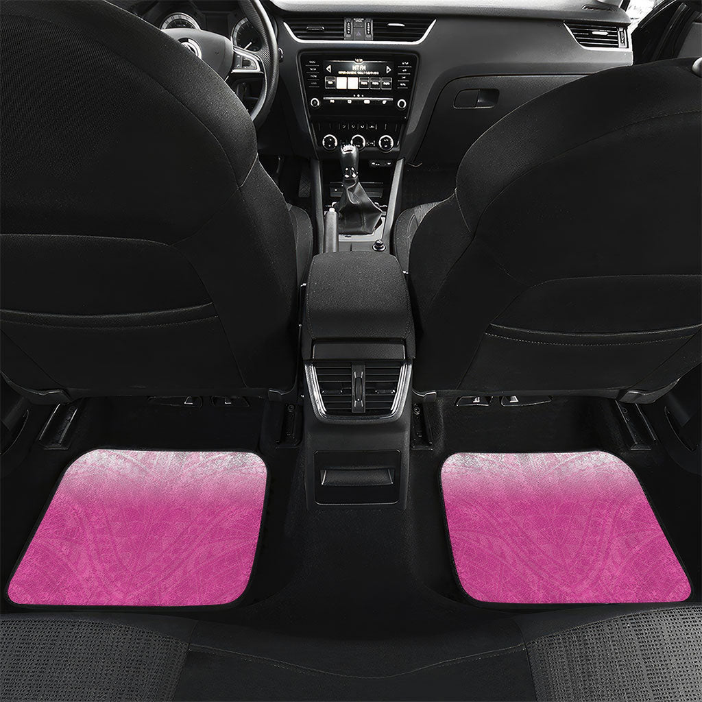 Breast Cancer Awareness Personalised Car Mats Pink Ribbon Turtle Polynesian Pattern White
