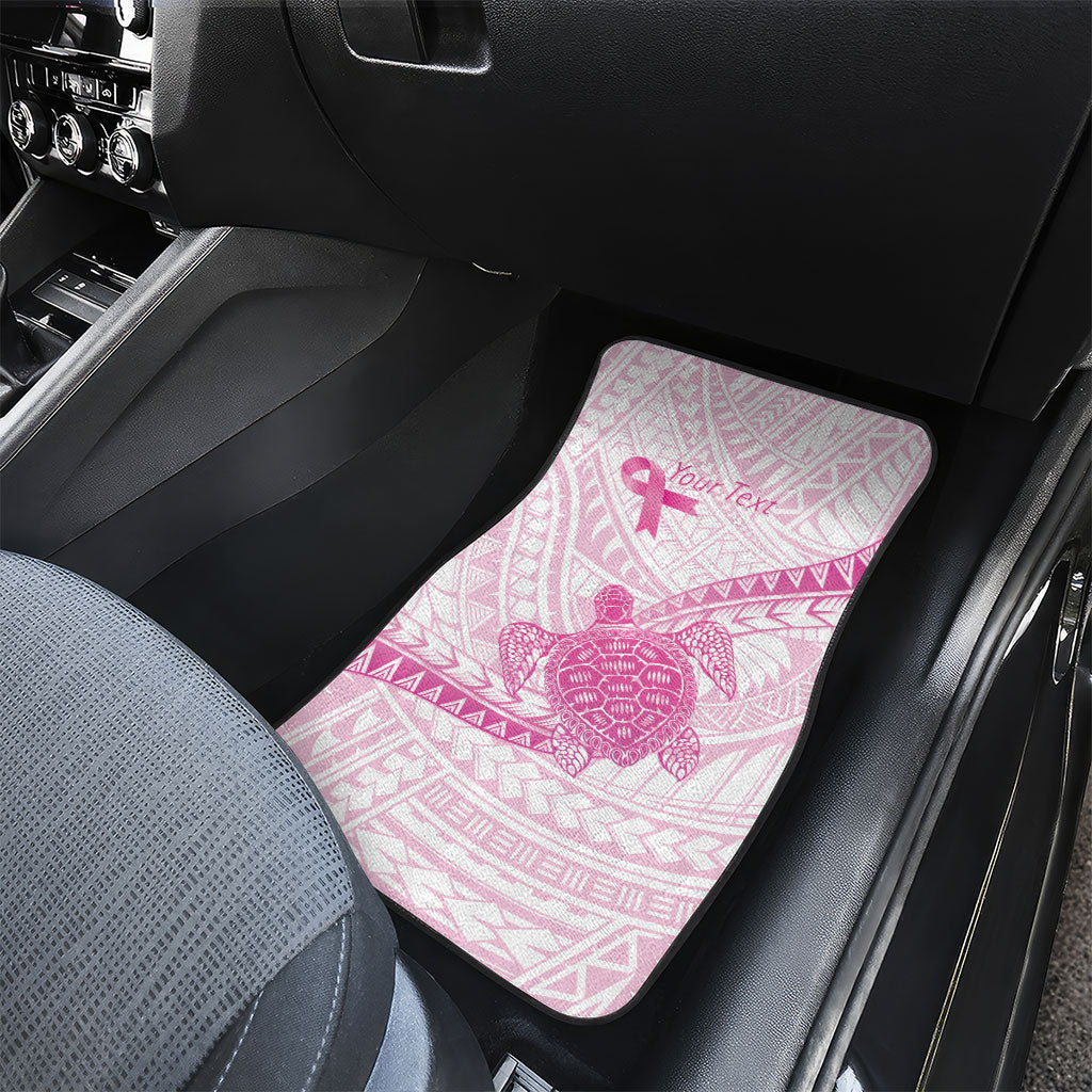 Breast Cancer Awareness Personalised Car Mats Pink Ribbon Turtle Polynesian Pattern White