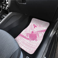 Breast Cancer Awareness Personalised Car Mats Pink Ribbon Turtle Polynesian Pattern White