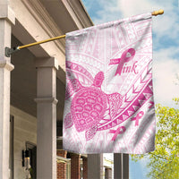 Breast Cancer Awareness Garden Flag Pink Ribbon Turtle Polynesian Pattern White LT22 House Flag Pink - Polynesian Pride
