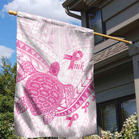 Breast Cancer Awareness Garden Flag Pink Ribbon Turtle Polynesian Pattern White LT22 - Polynesian Pride