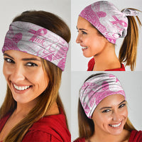 Breast Cancer Awareness Neck Gaiter Pink Ribbon Turtle Polynesian Pattern White