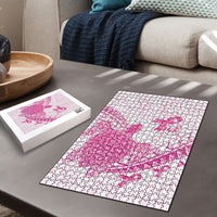 Breast Cancer Awareness Puzzle Pink Ribbon Turtle Polynesian Pattern White LT22 - Polynesian Pride