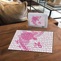 Breast Cancer Awareness Puzzle Pink Ribbon Turtle Polynesian Pattern White LT22 - Polynesian Pride