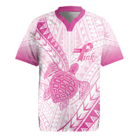 Breast Cancer Awareness Personalised Rugby Jersey Pink Ribbon Turtle Polynesian Pattern White LT22 Pink - Polynesian Pride