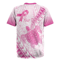 Breast Cancer Awareness Personalised Rugby Jersey Pink Ribbon Turtle Polynesian Pattern White LT22 - Polynesian Pride