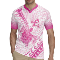 Breast Cancer Awareness Personalised Rugby Jersey Pink Ribbon Turtle Polynesian Pattern White LT22 - Polynesian Pride