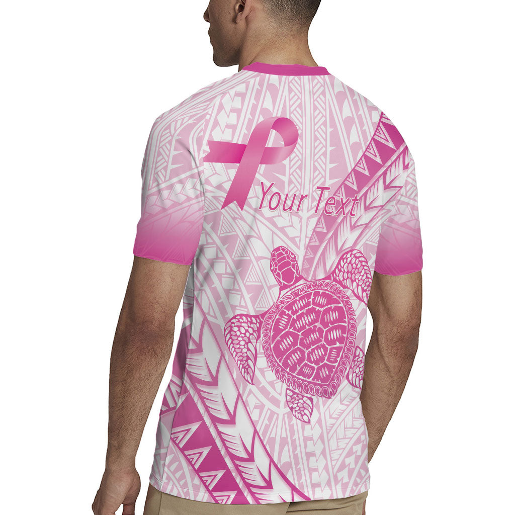 Breast Cancer Awareness Personalised Rugby Jersey Pink Ribbon Turtle Polynesian Pattern White LT22 - Polynesian Pride