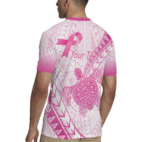 Breast Cancer Awareness Personalised Rugby Jersey Pink Ribbon Turtle Polynesian Pattern White LT22 - Polynesian Pride