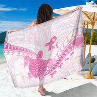 Breast Cancer Awareness Sarong Pink Ribbon Turtle Polynesian Pattern White