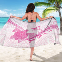 Breast Cancer Awareness Sarong Pink Ribbon Turtle Polynesian Pattern White