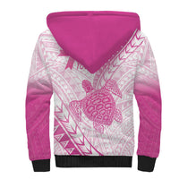 Breast Cancer Awareness Personalised Sherpa Hoodie Pink Ribbon Turtle Polynesian Pattern White LT22 - Polynesian Pride