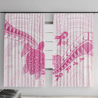 Breast Cancer Awareness Window Curtain Pink Ribbon Turtle Polynesian Pattern White