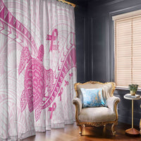 Breast Cancer Awareness Window Curtain Pink Ribbon Turtle Polynesian Pattern White