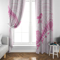 Breast Cancer Awareness Window Curtain Pink Ribbon Turtle Polynesian Pattern White