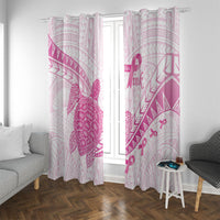 Breast Cancer Awareness Window Curtain Pink Ribbon Turtle Polynesian Pattern White