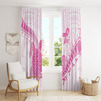 Breast Cancer Awareness Window Curtain Pink Ribbon Turtle Polynesian Pattern White