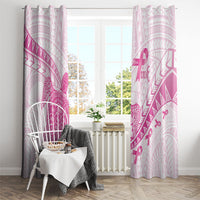 Breast Cancer Awareness Window Curtain Pink Ribbon Turtle Polynesian Pattern White