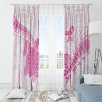 Breast Cancer Awareness Window Curtain Pink Ribbon Turtle Polynesian Pattern White