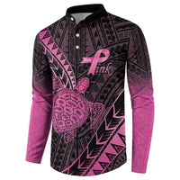 Breast Cancer Awareness Personalised Button Sweatshirt Pink Ribbon Turtle Polynesian Pattern Black