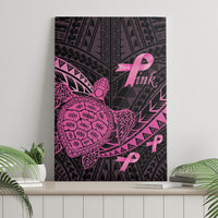 Breast Cancer Awareness Canvas Wall Art Pink Ribbon Turtle Polynesian Pattern Black