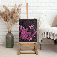Breast Cancer Awareness Canvas Wall Art Pink Ribbon Turtle Polynesian Pattern Black